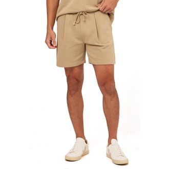 Threads 4 Thought Easton Pleated Mineral Wash Terry Cloth Shorts in Pebble at Nordstrom, Size Xx-Large