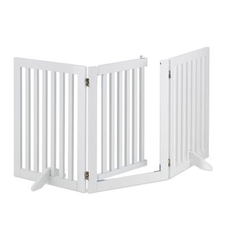Relaxdays Relaxdays - Barrera Seguridad Perros, Animales, Valla Protecci&oacute;n Mascotas, Puerta, 70x154cm, Plegable, 3 Paneles, Blanca