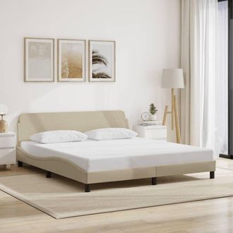 vidaXL Cama Sin Colch&oacute;n Tela Color Crema 180x200 Cm Vidaxl