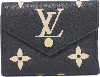 Louis Vuitton Black Leather Wallet (Tri-Fold) (Pre-Owned)
