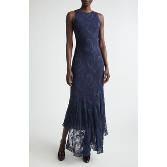 Etro Tonal Paisley Burnout Jersey Maxi Dress in Blue at Nordstrom, Size 46