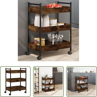 vidaXL vidaXL Carrello da cucina con ruote - Carrello da Cucina Rovere Fumo 50x30x70 cm in Legno Multistrato