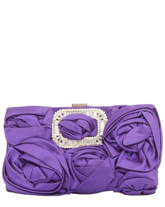 Roger Vivier Purple Satin Crystal Buckle Clutch (Authentic Pre-Loved)