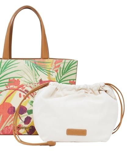 Borsa Desigual Astana Ecru – Tracolla In Poliuretano, Zip, Tasche Multiple E Logo 3D