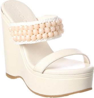 Jimmy Choo London Leather & Raffia 130 Espadrille Sandal