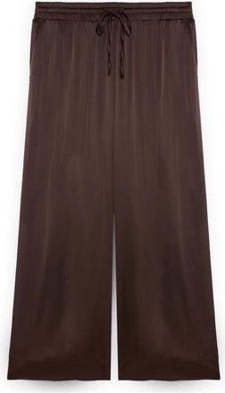 Fiorella Rubino Wijde Pijpen Broek - Dames - Wijde Broeken - Bruin - XS - Polyester - Broeken