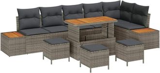 vidaXL Vidaxl - Conjunto De Sof&aacute; De Jard&iacute;n Con Coj&iacute;n 10 Pcs Gris Polirat&aacute;n