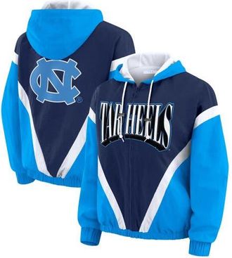 WEAR by Erin Andrews Womens WEAR by Erin Andrews Blue/Navy North Carolina Tar Heels Colorblock Full-Zip Hoodie Windbreaker Jacket at Nordstrom, Size Xx-Large