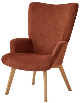 Nordlys Scandinavian Style Wooden Leg Lounge Chair in Red