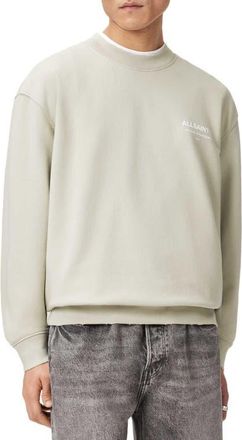 AllSaints Dreamer Oversize Cotton Fleece Crewneck Sweatshirt in Powdered Green at Nordstrom, Size Xx-Large