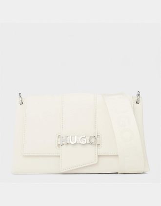 HUGO BOSS Womens Mel 2.0 Rectangle Shaped Crossbody Bag with Silver Tone Hardware - White - Size: ONE size