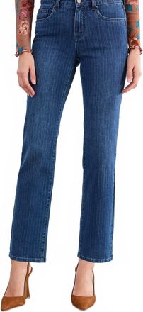 FDJ Olivia Pinstripe Straight Ankle Denim Jean In Dark Wash