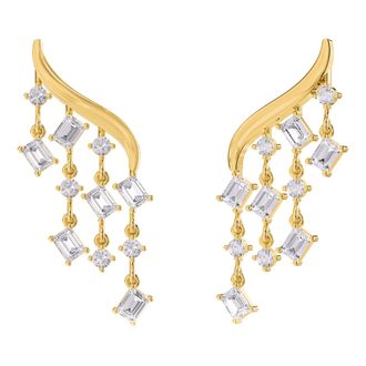 Diamond2Deal 18k Vermeil Plated Silver 3.30 ct Multi Shape Lab Grown Diamond Drop Dangle Earrings