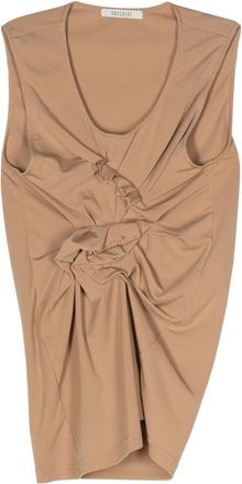 Gauch&egrave;re Top zonder mouwen met ruches - Dames - Tops zonder mouwen - Beige - S - Polyester - Tops