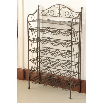 International Caravan Inc 3462-RT-BN Iron 24-Bottle Wine Rack, Rustic Brown