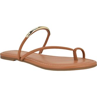 Calvin Klein Bienna Toe Loop Sandal in Medium Brown at Nordstrom, Size 9.5