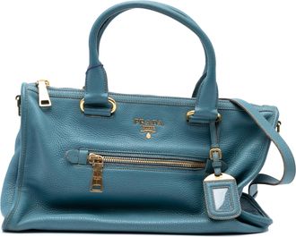 Prada Pre-owned Womens Leather Satchel Zipper Closure - Teal - One Size