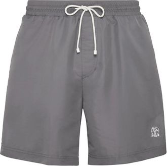Brunello Cucinelli Logo-embroidered Drawstring Swim Shorts