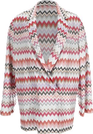 Missoni Zig Zag Longline Blazer in Multicolor Polyester