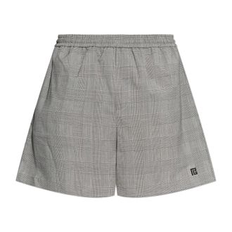 Balmain Casual Shorts, male, Gray, Size: S Relaxed Shorts in Prince of Wales Satin
