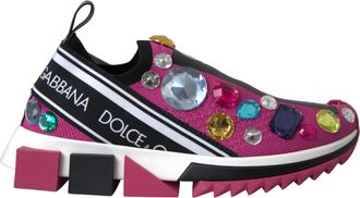 Dolce & Gabbana Roze Sorrento Kristallen Sneakers Schoenen