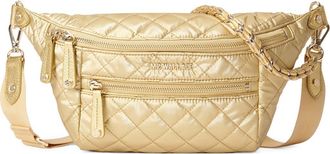 MZ Wallace Small Crosby Quilted Nylon Convertible Sling Bag in Light Gold Pearl Metallic at Nordstrom