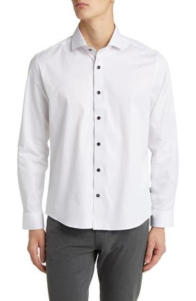 Stone Rose DRYTOUCH Performance Sateen Button-Up Shirt in White at Nordstrom, Size Xxx-Large