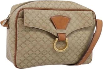 Celine Pre-owned Vintage Macadam Canvas Shoulder Bag - Dames - Vintage Schoudertas - Beige - ONE Size - Leer - Vintage