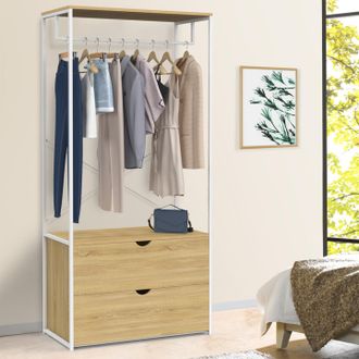 IDMarket Idmarket - Armario 2 Cajones An. 80 Cm Detroit Dise&ntilde;o Industrial Madera Y Metal Blanco