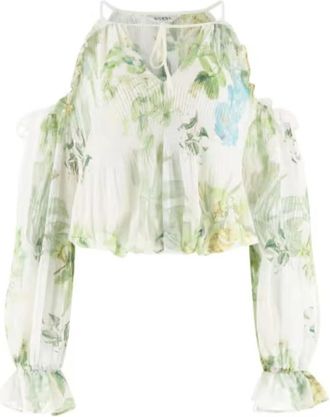 Guess Emily Cold Shoulder Top - Dames - Blouses - Wit - L - Polyester - Overhemden