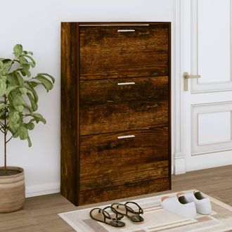 vidaXL Vidaxl - Mueble Zapatero Madera Contrachapada Roble Ahumado 63x24x103 Cm