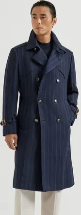 Brunello Cucinelli Chalk stripe trench in Blue at Nordstrom, Size 50 It