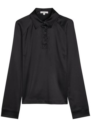 J.W.Anderson Stretch-satin Polo top - Black - 12 (UK12 / M)
