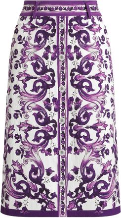 Dolce & Gabbana Gonna midi con stampa - Bianco