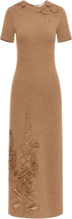 Oscar De La Renta Foxglove jurk met borduurwerk - Bruin
