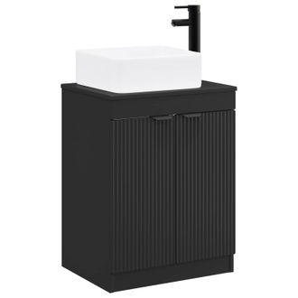 vidaXL Juego De Muebles De Ba&ntilde;o Negro Madera De Ingenier&iacute;a Vidaxl