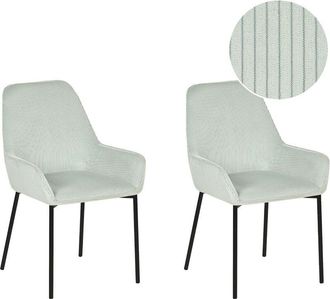 Beliani Beliani - Conjunto De 2 Sillas De Comedor Tapizadas En Pana Verde Menta Con Patas Negras Estilo Retro Glamour Loverna