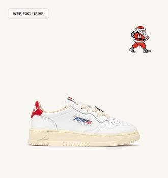 Autry MEDALIST LOW SANTA CLAUS SNEAKERS IN WHITE AND RED LEATHER
