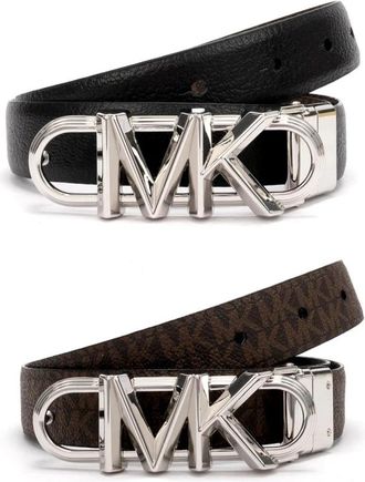 Michael Kors Omkeerbare Monogram Riem Zwart/Bruin Logo - Dames - Riemen - Veelkleurig - XS - Leer - Accessoires