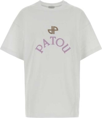 Patou White Crew Neck Logo T-shirt
