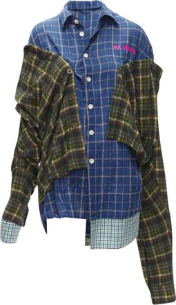 Natasha Zinko logo trio deconstructed grunge plaid shirt