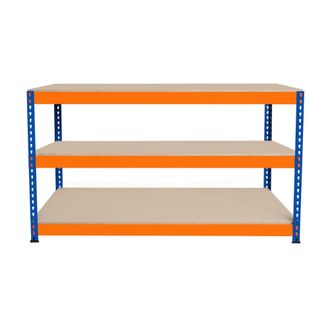 MonsterShop Banco De Trabajo P/garaje S-rax 3 Niveles 150cm X 60cm X 90cm Capacidad Por Nivel 300kg Montaje Sin Tornillos 2 Barras De Soporte Reforzadas Patas De 
