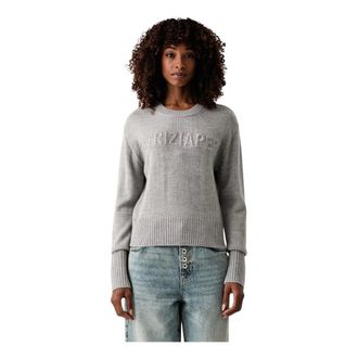 Patrizia Pepe Trui met ronde hals en versiering - Dames - Truien - Grijs - Maat: S Wol