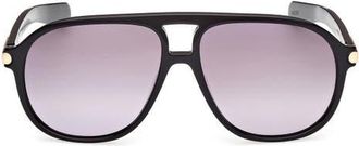 adidas 58mm Pilot Sunglasses in Shiny Black /Gradient Smoke at Nordstrom