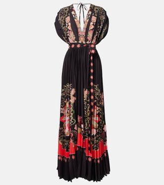 La DoubleJ Accordion printed plissé maxi dress