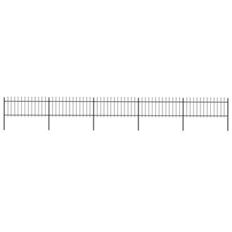 Berkfield Home Garden Fence with Spear Top Steel 8.5x0.8 m Black