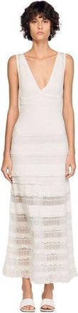 Sandro Pointelle knit maxi dress in White at Nordstrom, Size 42 Eu