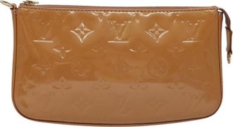 Louis Vuitton Pochette Accessoire Brown Patent Leather Clutch Bag (Pre-Owned)