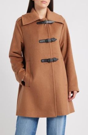 Bernardo Buckle Detail Melton Wool Blend Coat in Camel at Nordstrom Rack, Size X-Large