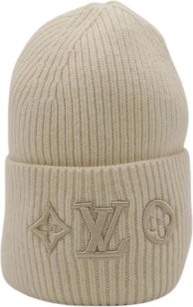 Louis Vuitton Pre-owned Accessories, female, White, Size: ONE SIZE Pre-owned LV Headline 100% Wool Beanie